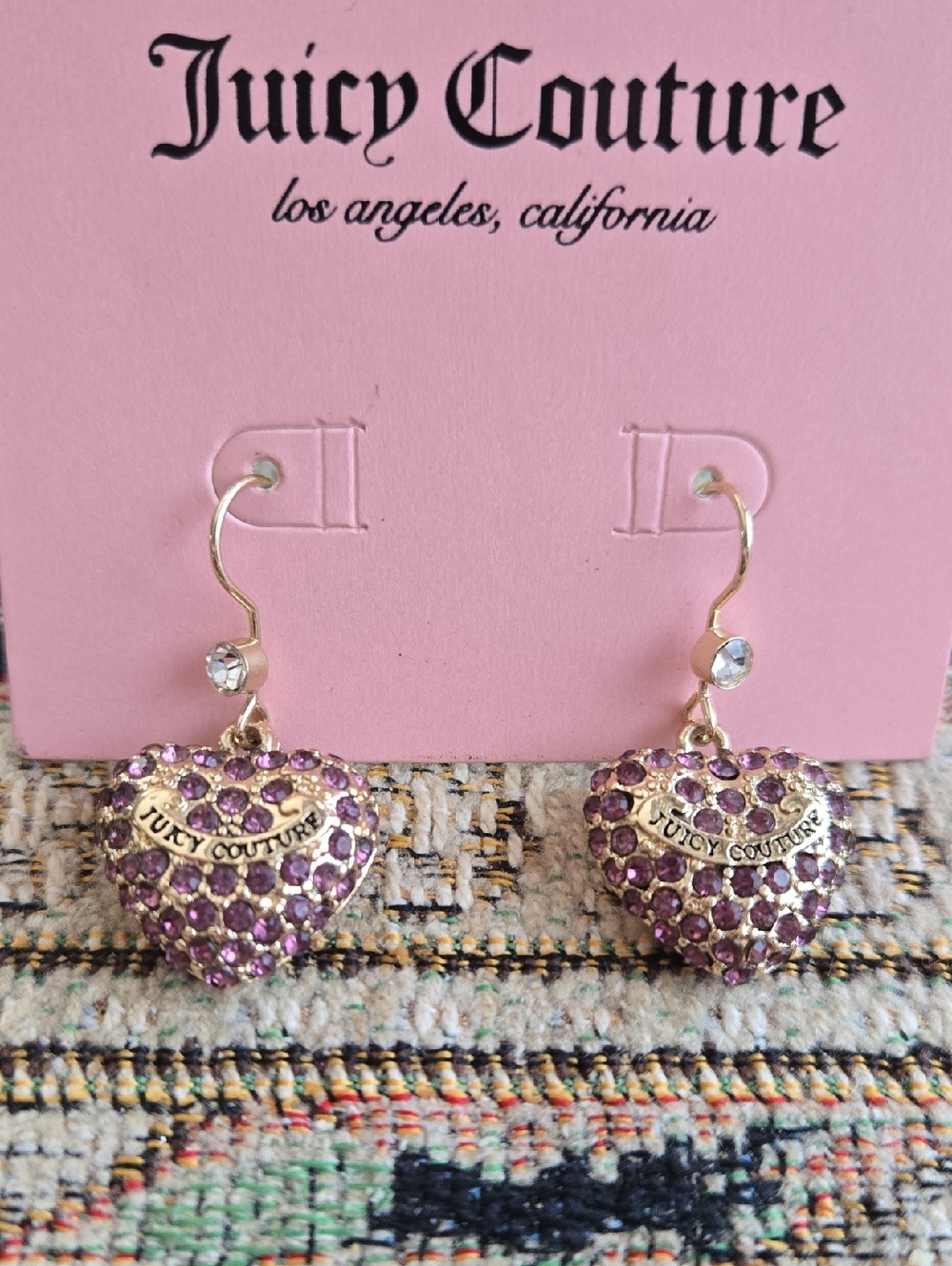 BEAUTIFUL JUICY COUTURE HEART DANGLE EARRINGS